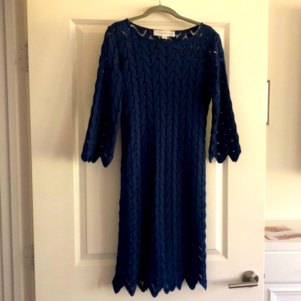 Lesley Evers, Little Navy Dress, elegant lace cocktail dress, size M